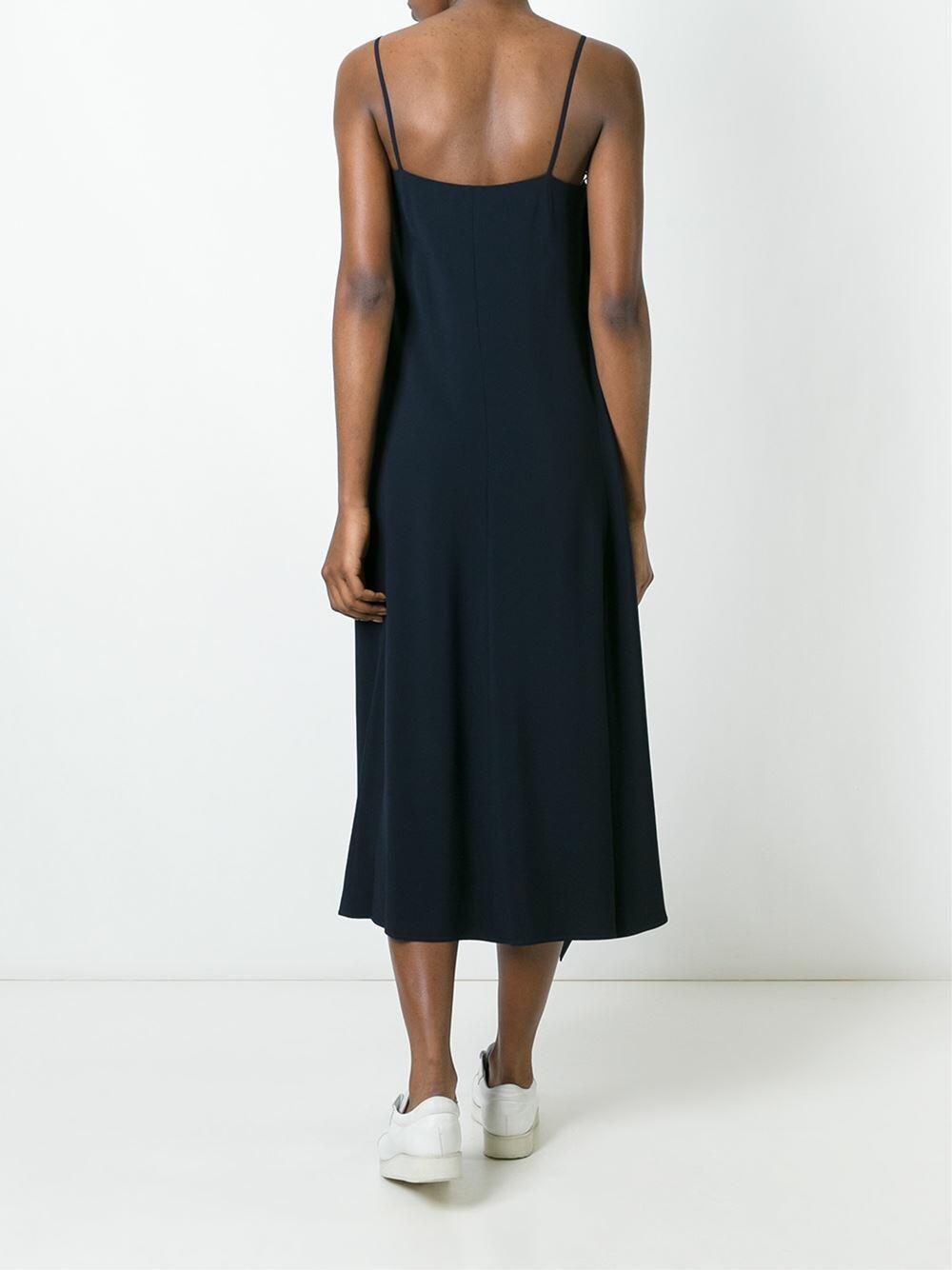 Helmut Lang - Navy Side Drape Slip Dress | Mitchell Stores