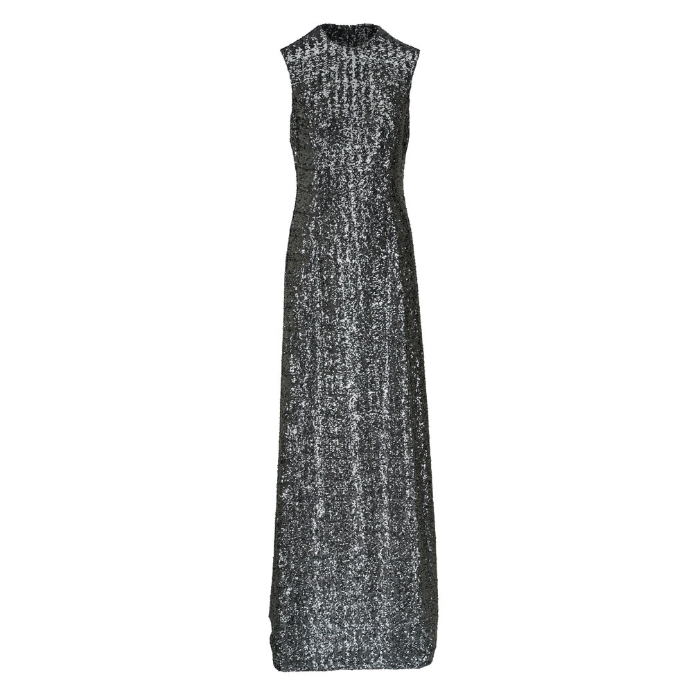 Michael Kors Collection - Metallic Silver A-Line Paillette Gown