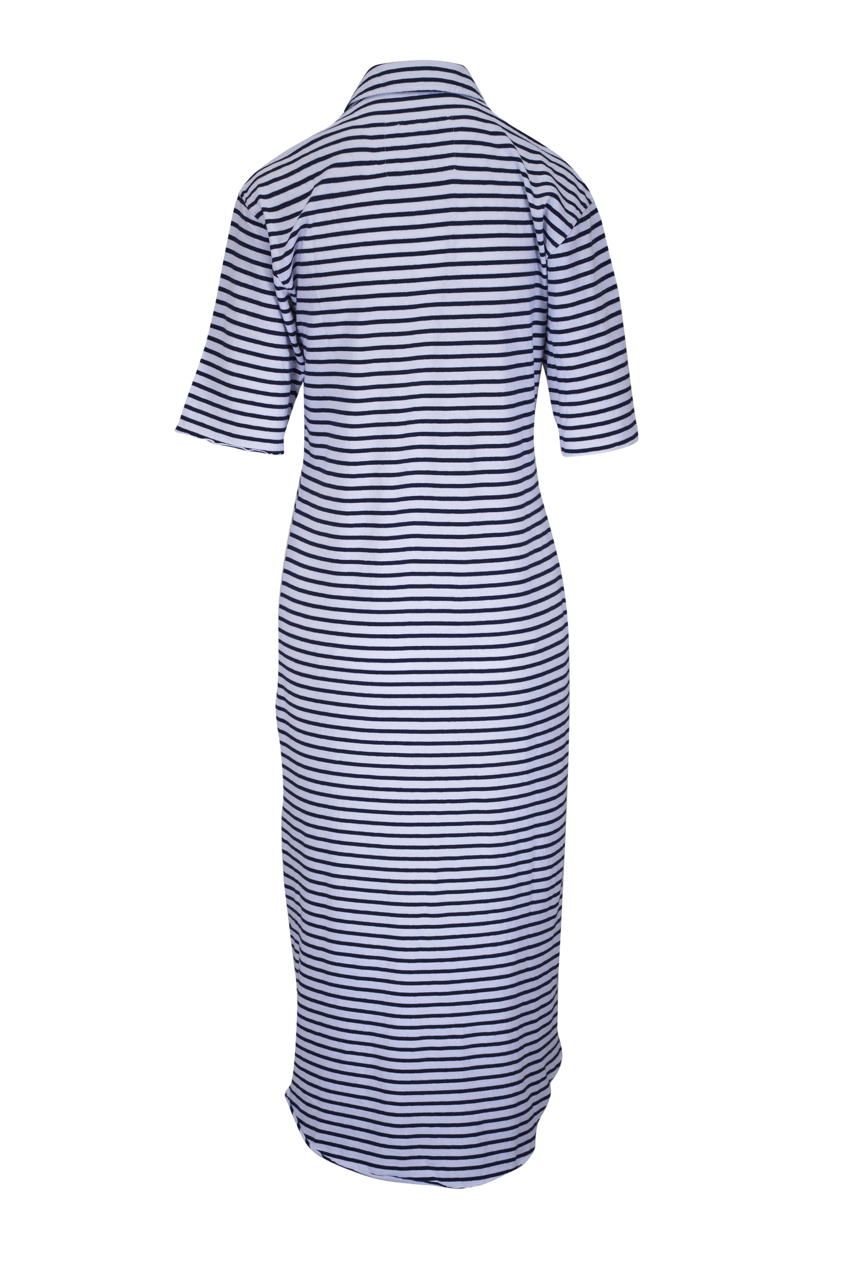 Frank & Eileen - Emma White & Navy Stripe Henley Maxi Dress