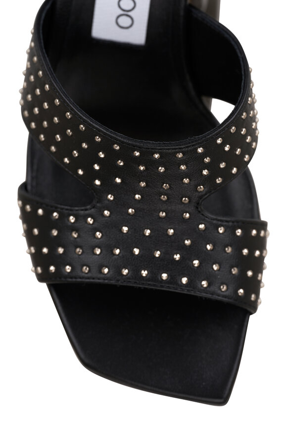 Jimmy Choo - Ellison Black Micro Stud Leather Sandal, 85mm