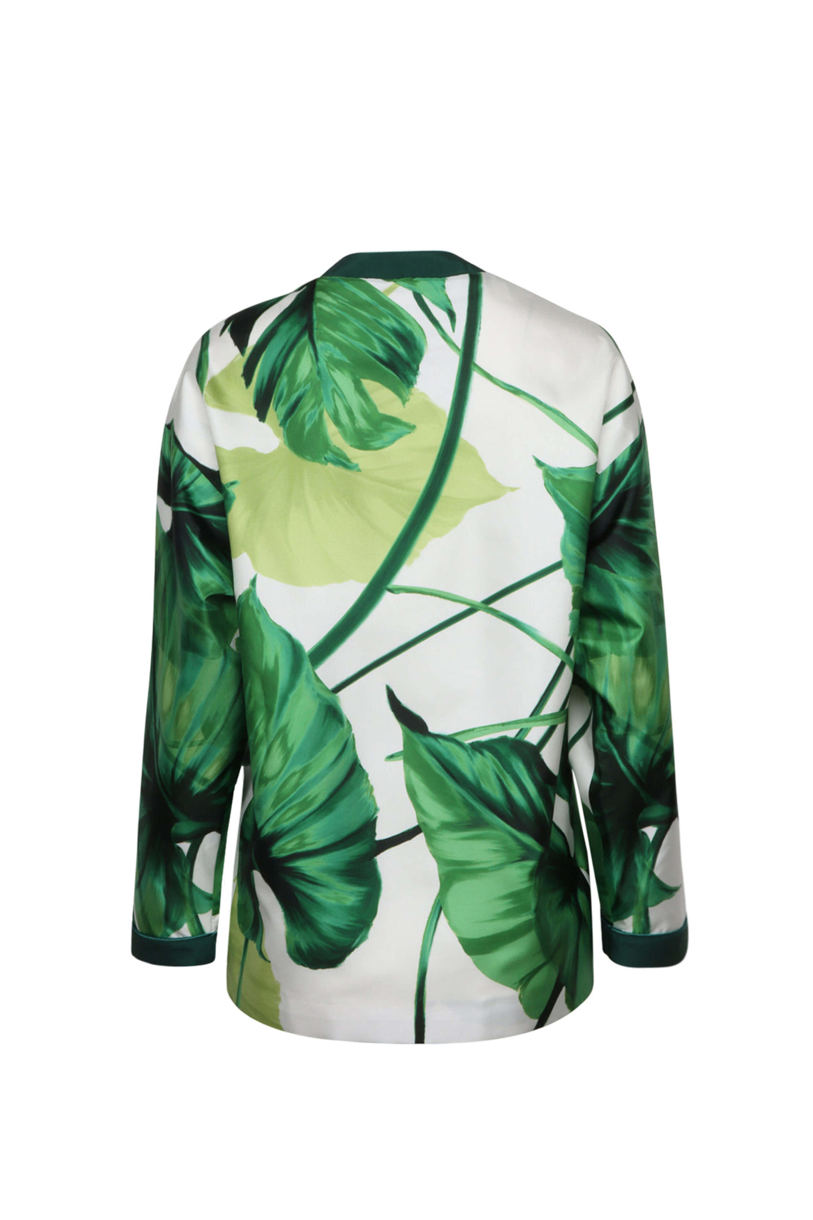 F.R.S. - Green Palm Print Silk Ligea Jacket