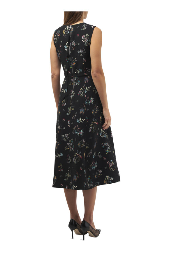 Adam Lippes - Eloise Black Floral Print Wool & Silk Midi Dress