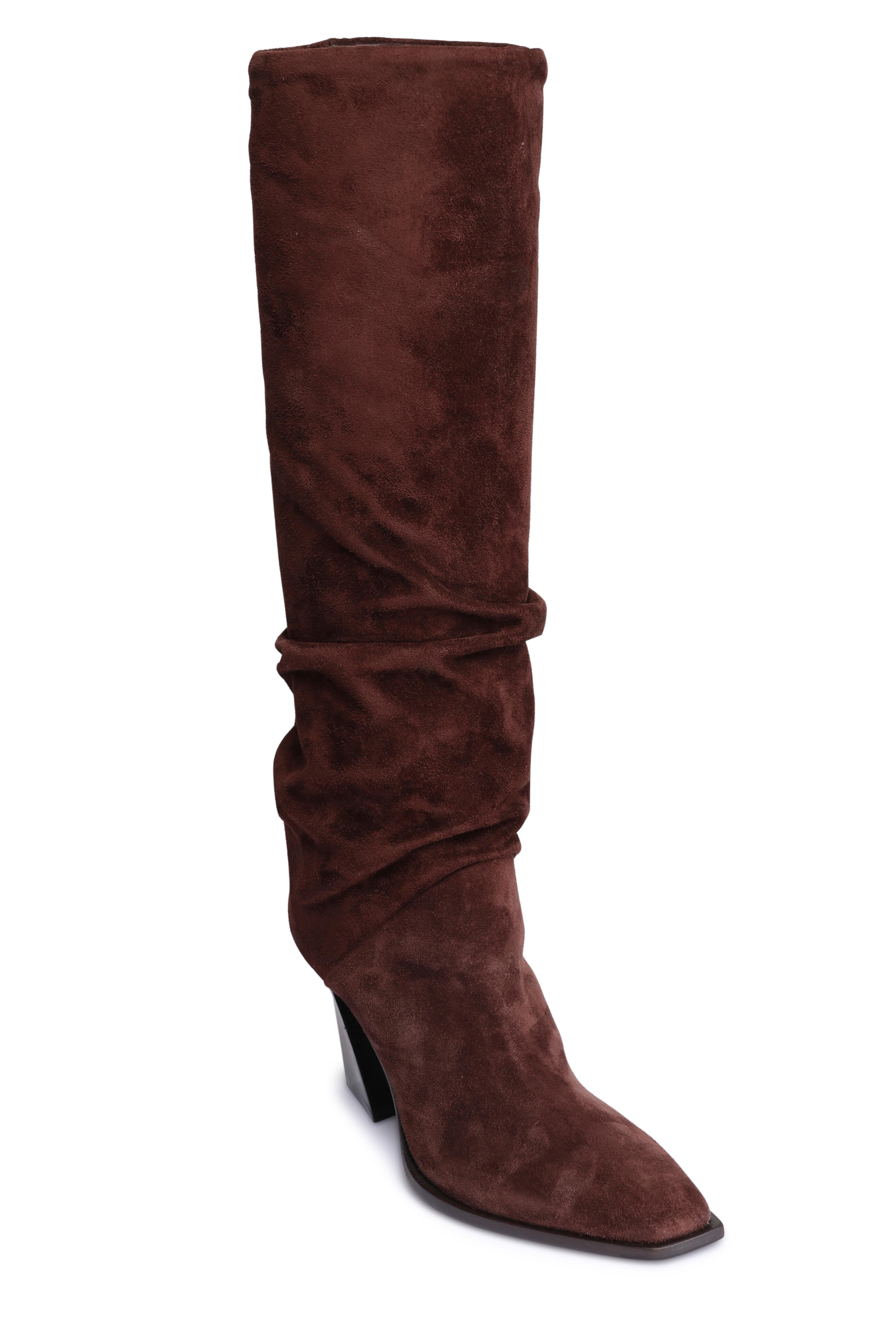 Jimmy Choo - Hart Chocolate Suede Knee Boot, 85mm