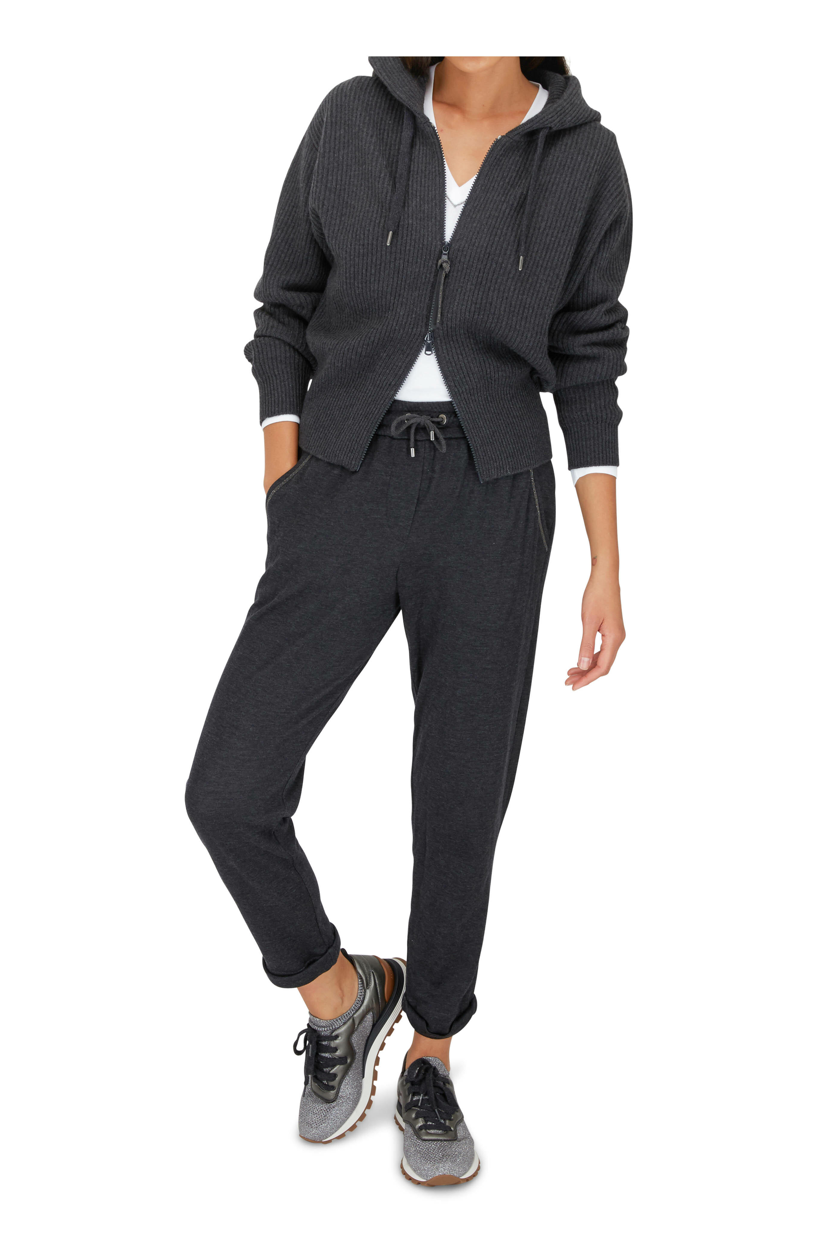 Brunello Cucinelli - Anthracite Cotton & Silk Drawstring Spa Pant