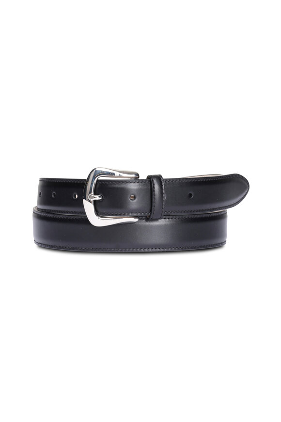 Brunello Cucinelli Black Calfskin Leather Belt