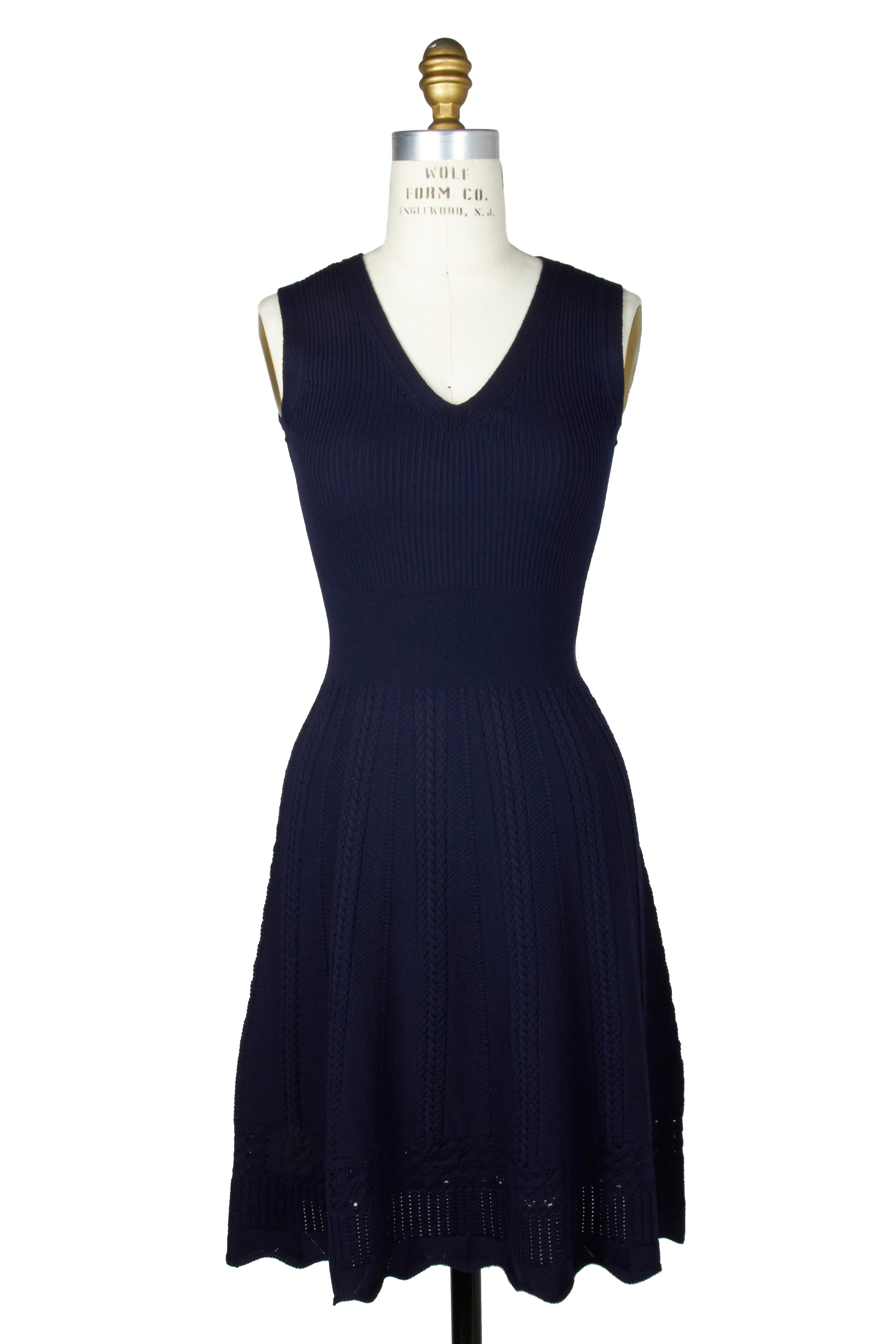 Oscar de la Renta - Navy Blue Knit Dress