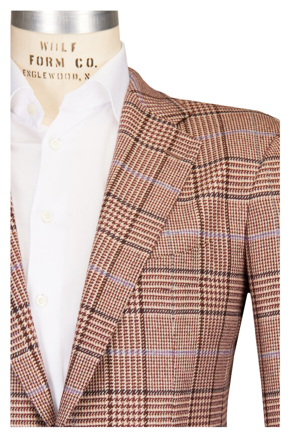 Cesare Attolini Brown Glen Plaid Cashmere Sportcoat - view 1