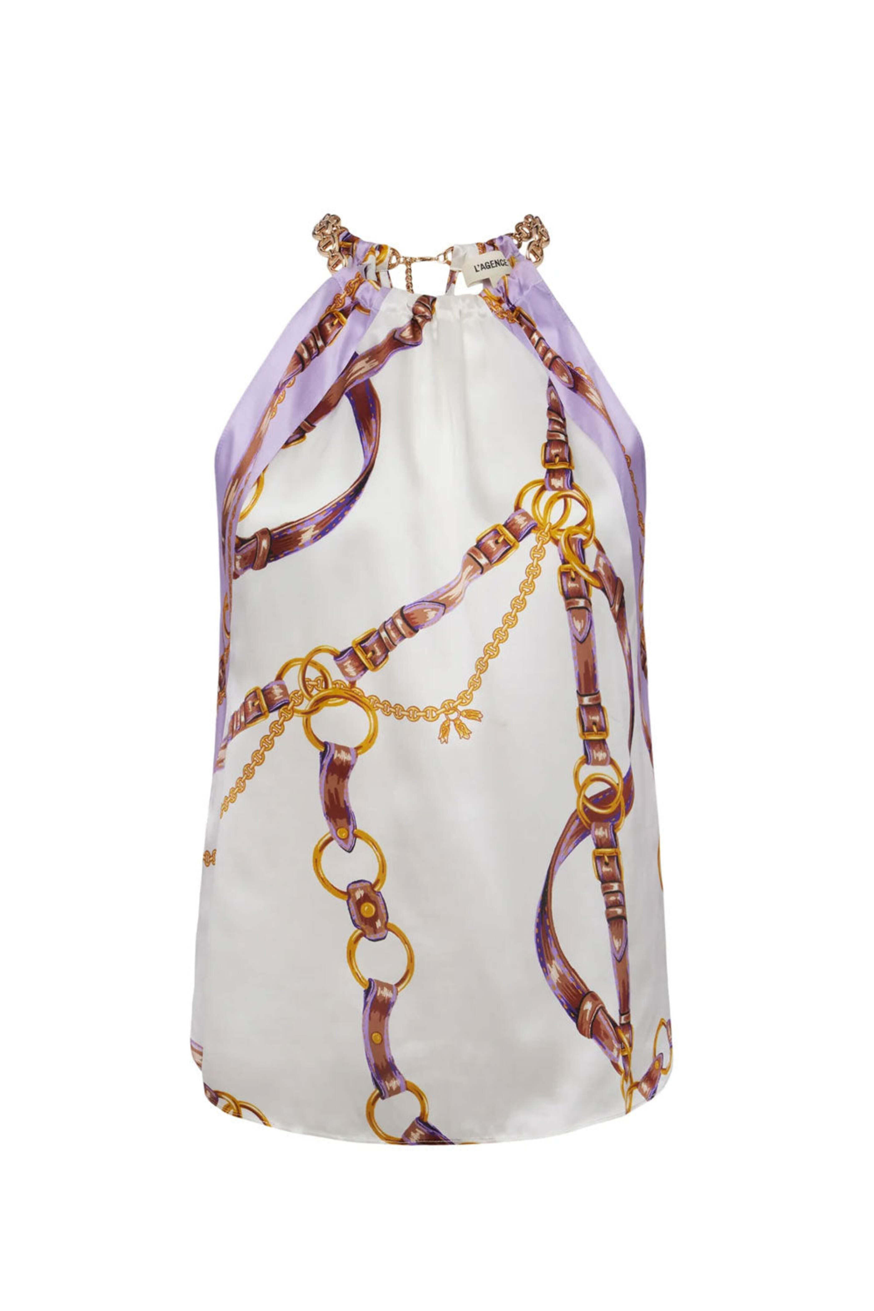 L'Agence - Ivory Multi Tillie Chain Neck Scarf Top