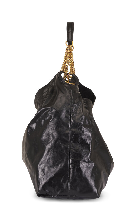Saint Laurent Cassandre Black Leather Hobo Bag - view 5