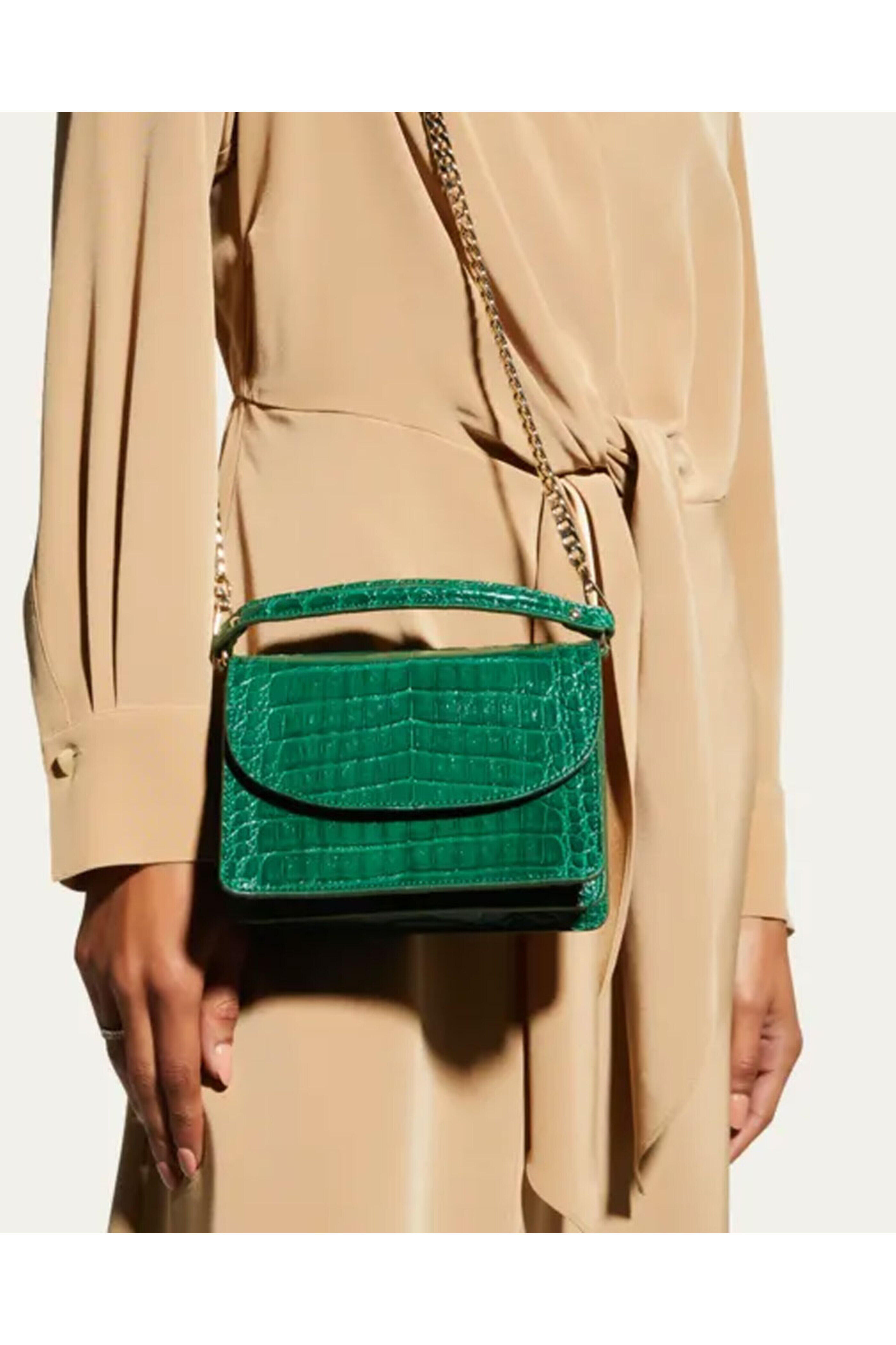 Maria Oliver - Valencia Crocodile Top-Handle Bag in Emerald
