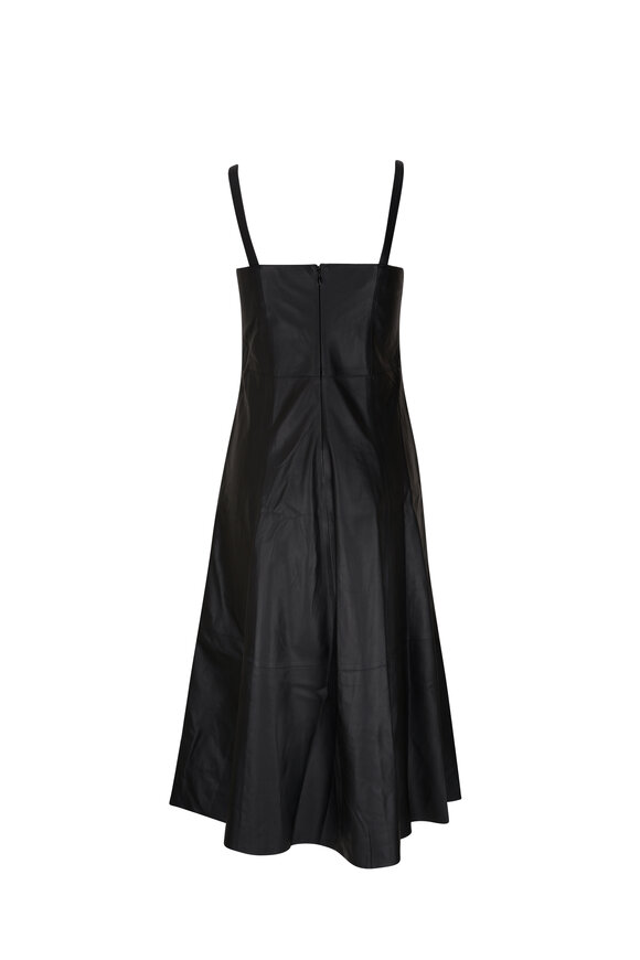 Vince - Square-Neck Black Leather Dress