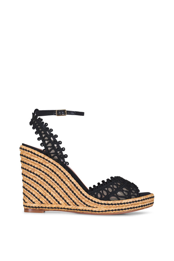 Aquazzura Kahlo Black Espadrille Wedge, 105mm - view 3