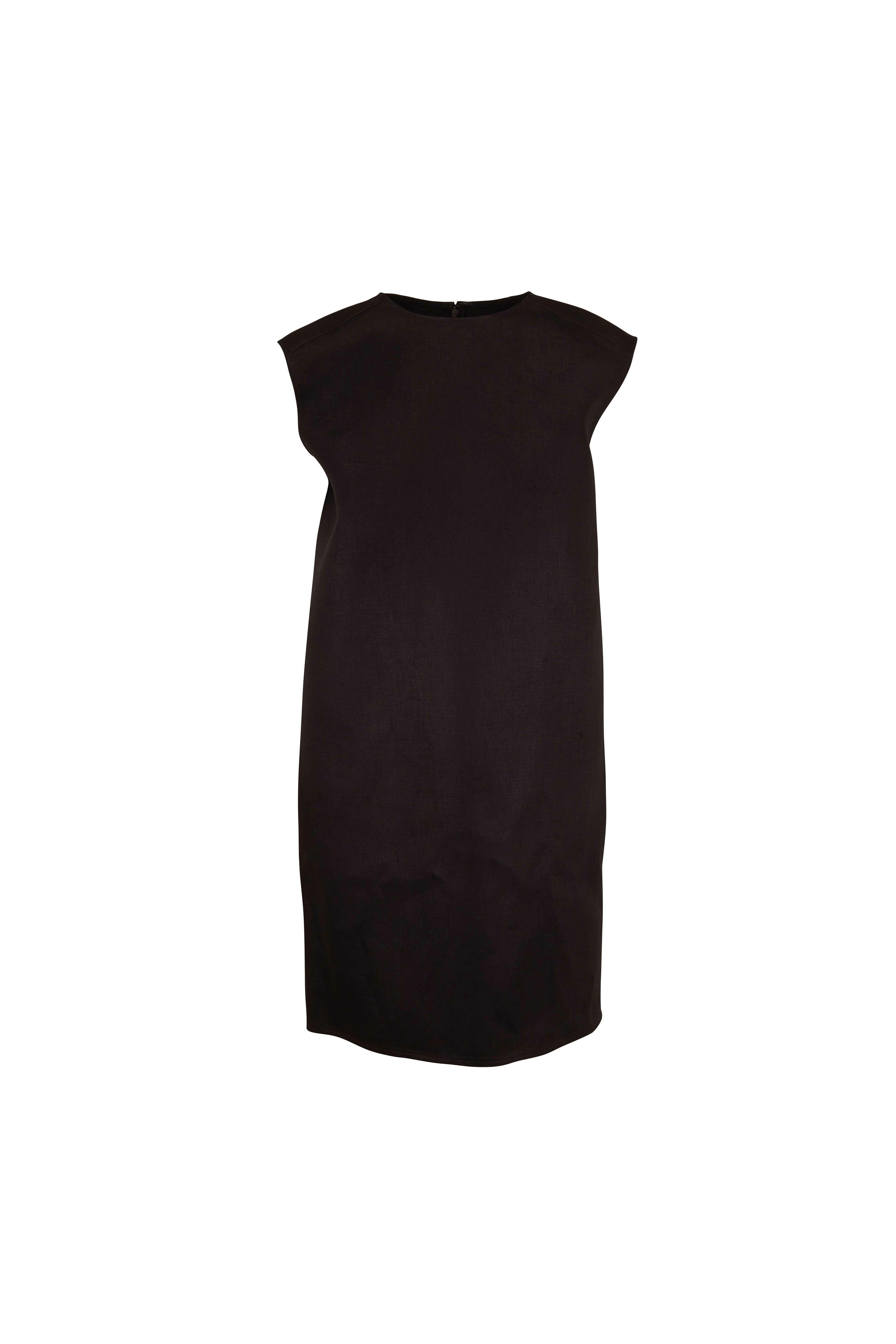 Carolina Herrera - Black Linen Sleeveless Shift Dress