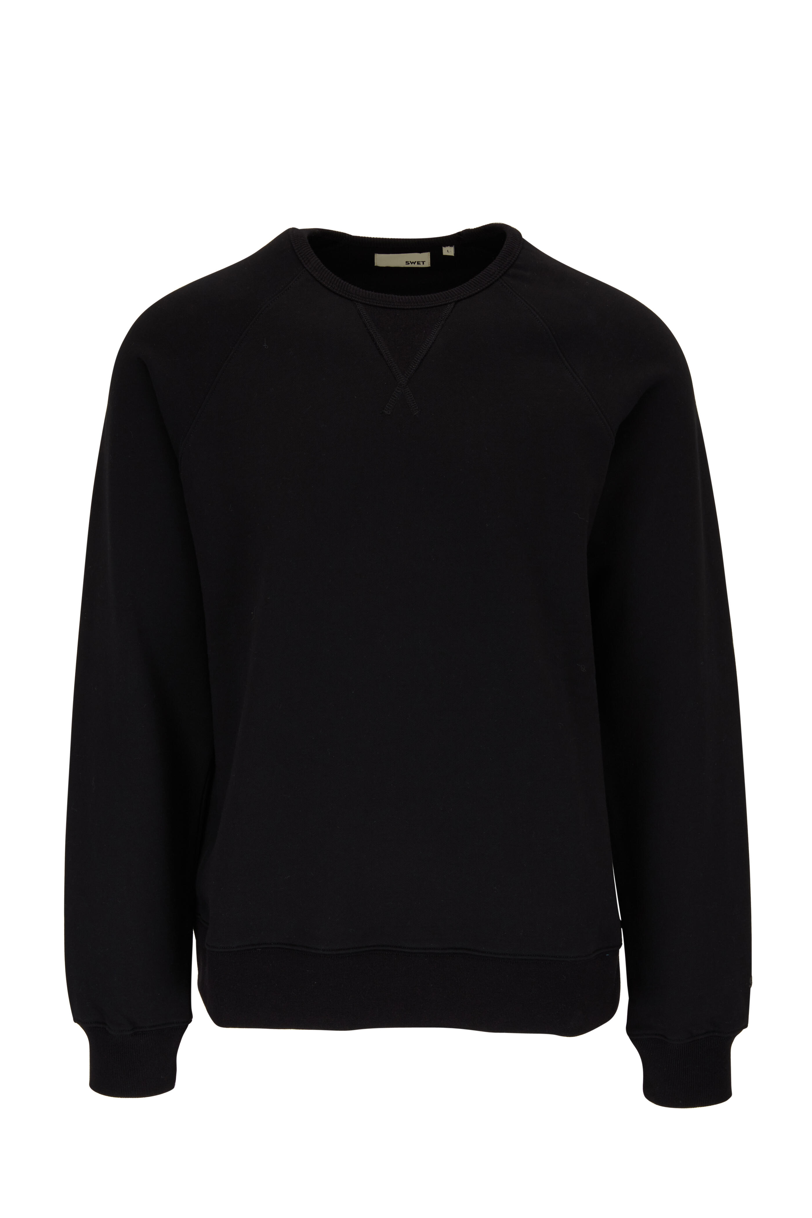 Optstuff CREWNECK SWEAT SHIRT ブラック Men's Performance Ponte Top Stitch Crew Neck Sweatshirt