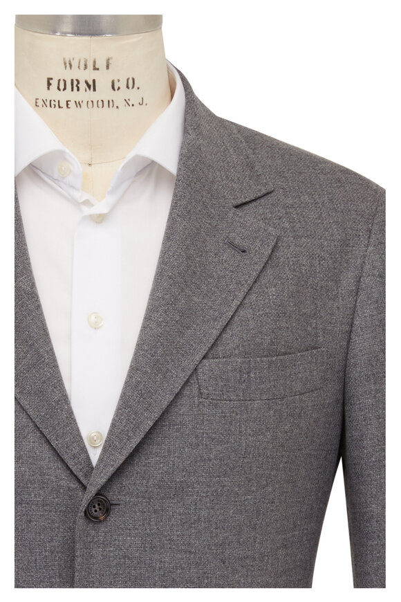 BRUNELLO CUCINELLI Double-Breasted Herringbone Linen Suit Jacket