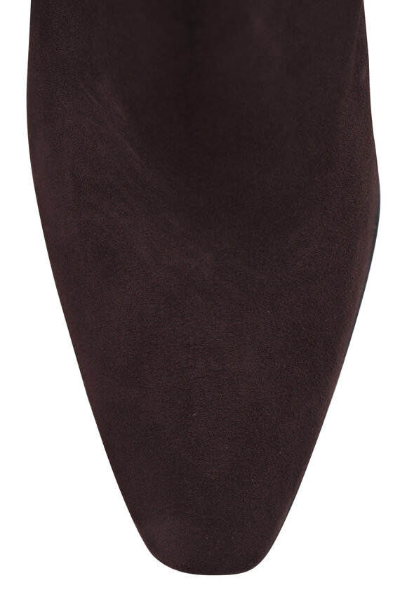 Manolo Blahnik Tolarc Dark Brown Suede Bootie, 30mm - view 4