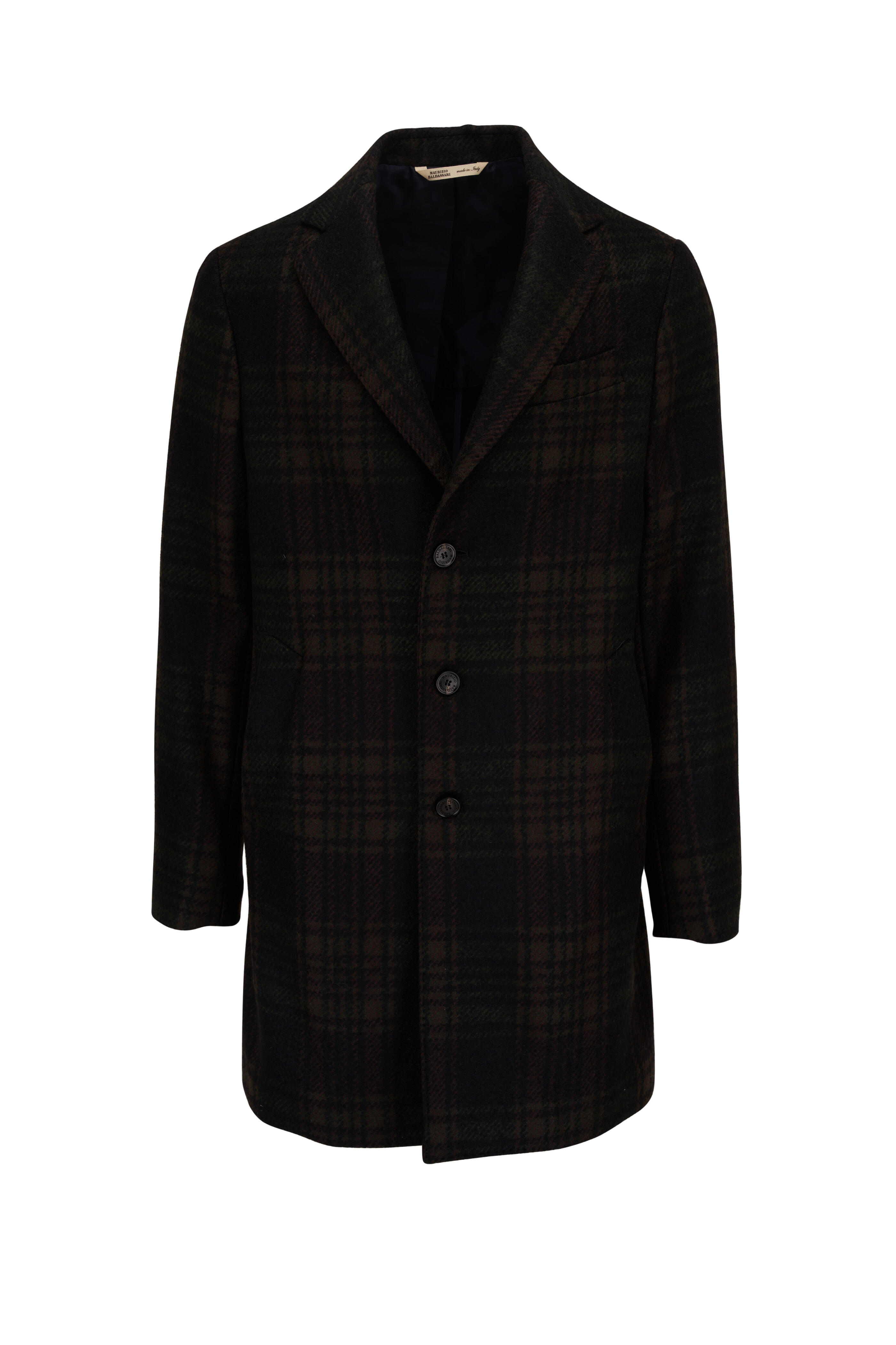 Maurizio Baldassari - Black, Brown & Dark Green Plaid Wool Blend