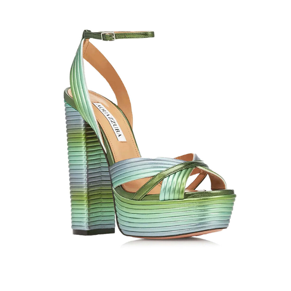 Aquazzura - Sundance Plateau Metallic Platform Sandals