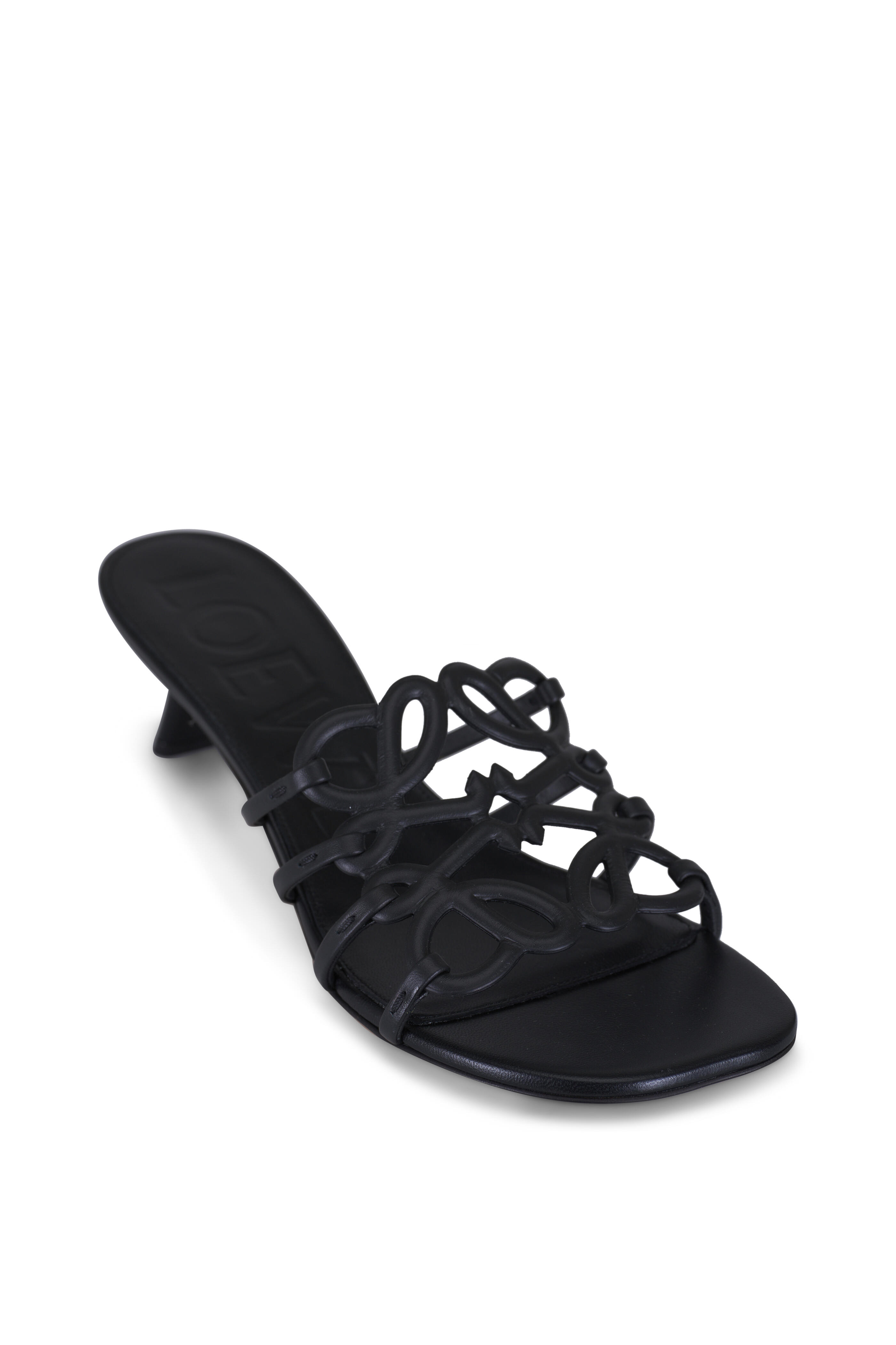 Loewe - Petal Anagram Black Leather Sandal, 45mm