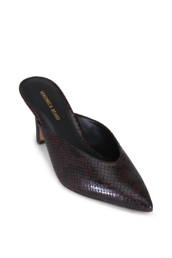 Veronica Beard Rochelle Espresso Embossed Leather Mule, 75mm - view 1