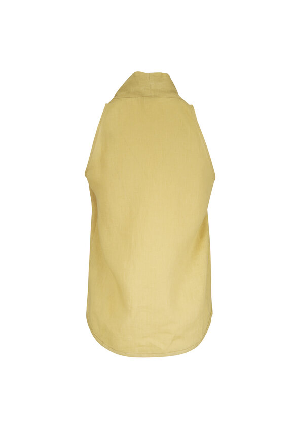 Brunello Cucinelli Yellow Sleeveless Linen Wrap Top - view 2