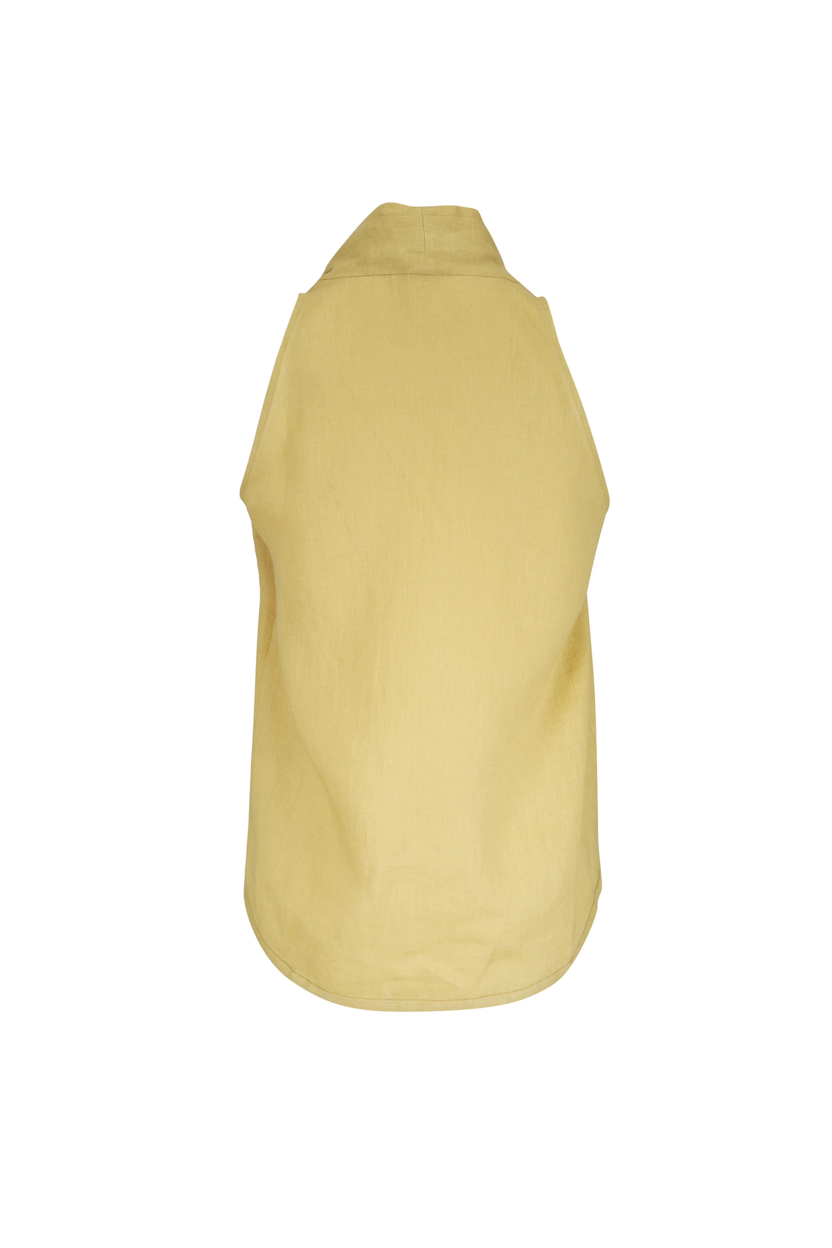 Brunello Cucinelli - Yellow Sleeveless Linen Wrap Top - view 2