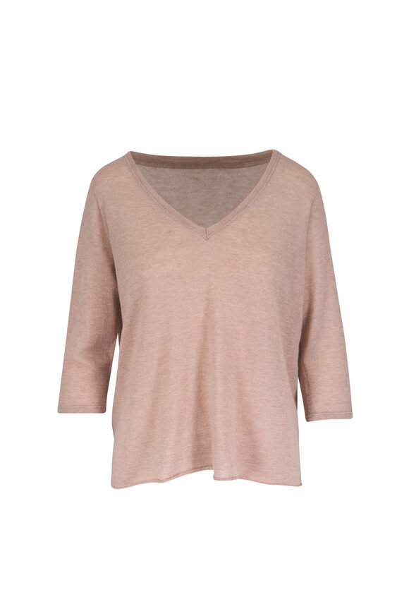 Majestic Cord Chiné Cashmere V-Neck T-Shirt - view 1