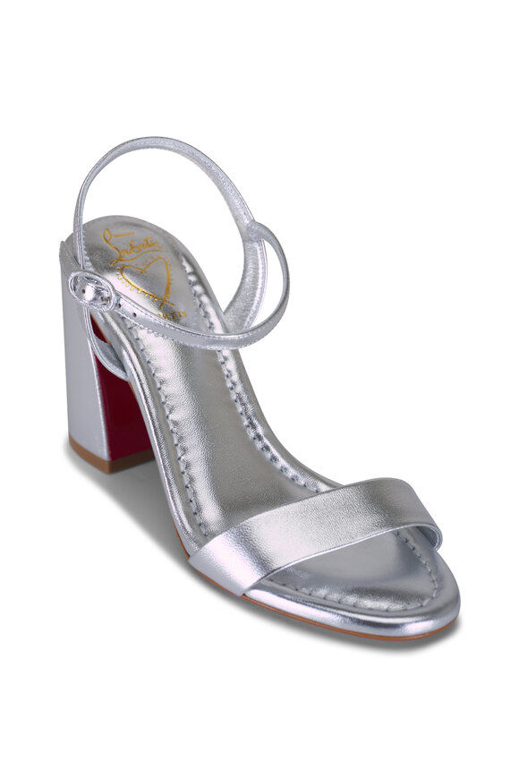Christian Louboutin Jane Silver Laminated Leather Sandal, 85mm - view 1