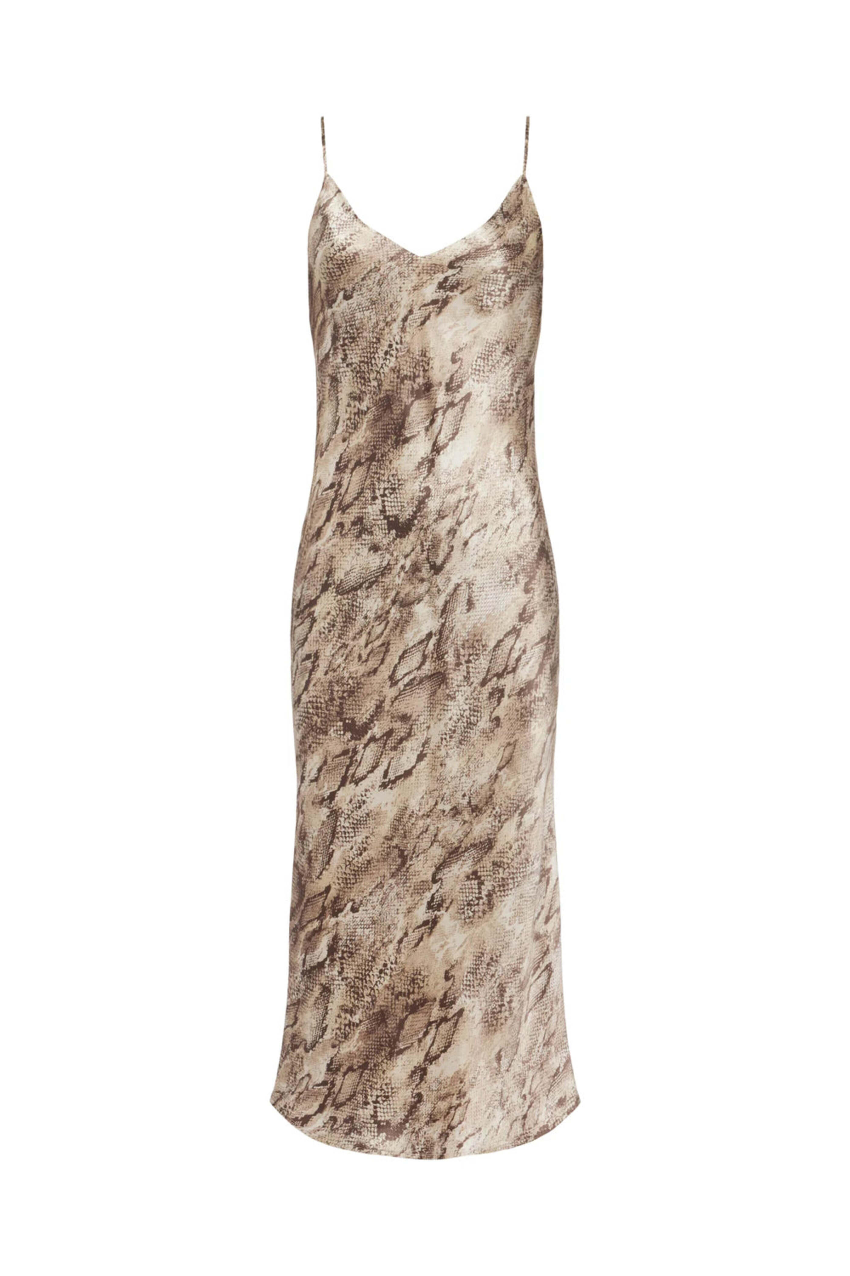 L'Agence - Tan Snake Print Seridie Midi Slip Dress