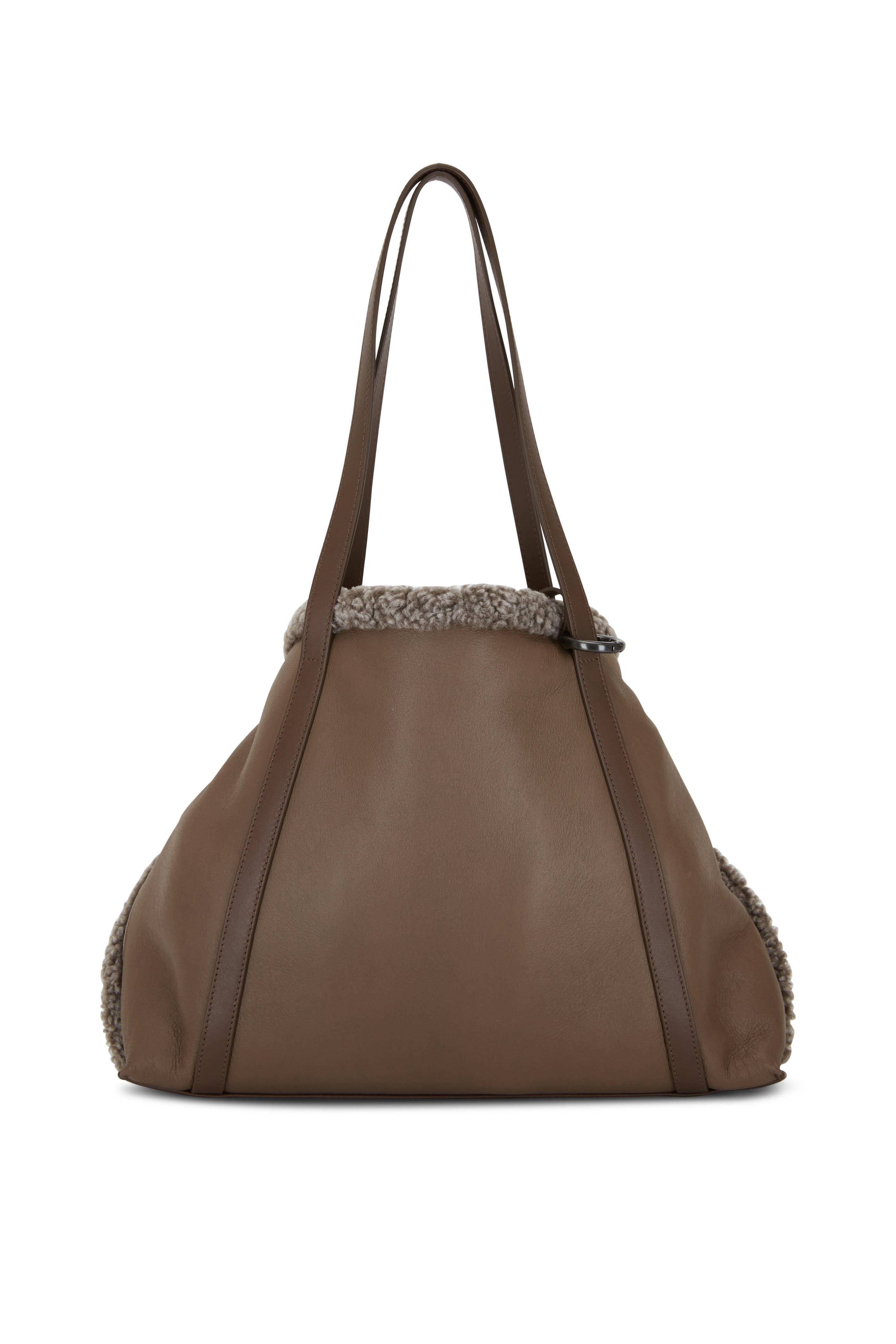 Akris - Ai Taupe Suede Reversible Small Shoulder Bag