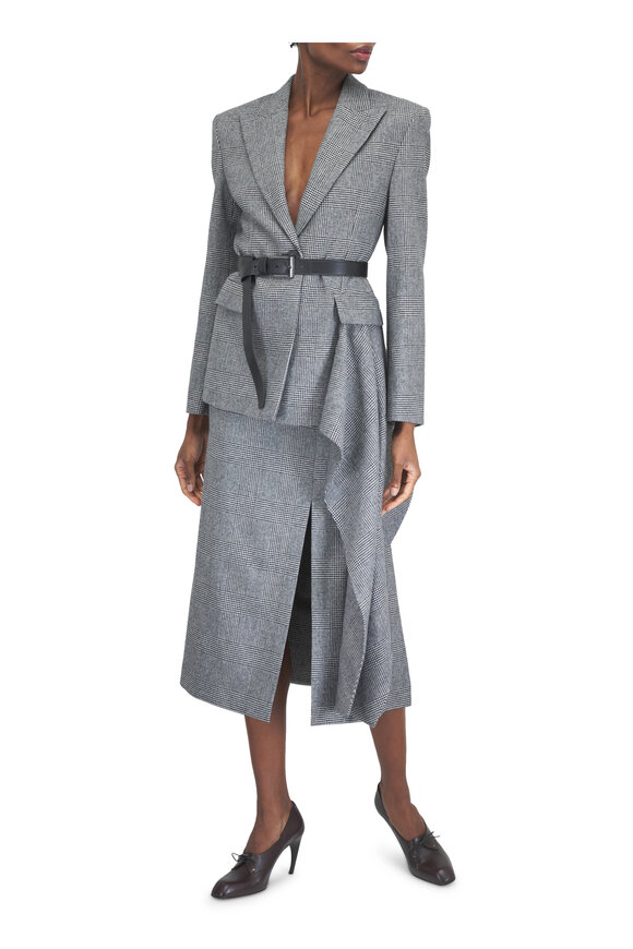 Michael Kors Collection Black & Ivory Glen Plaid Wool & Cashmere Jacket - view 2