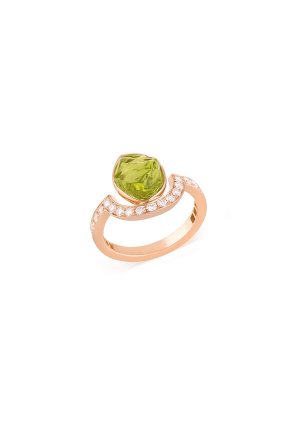 Clara Chehab Irene Green Half Moon Ring - view 2