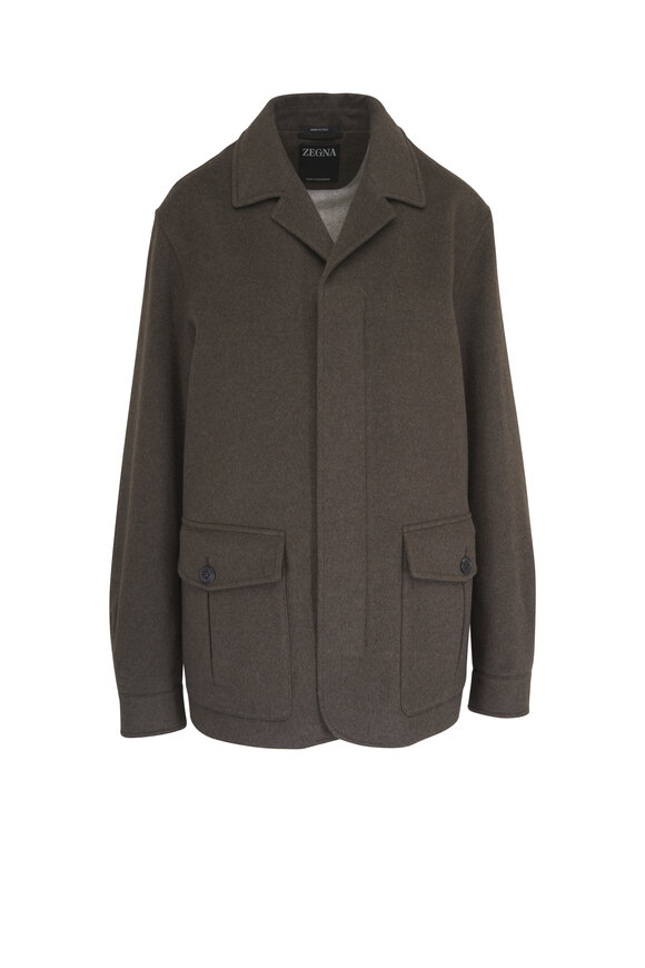 Zegna Falcon Dark Olive Green Oasi Cashmere Jacket - view 1