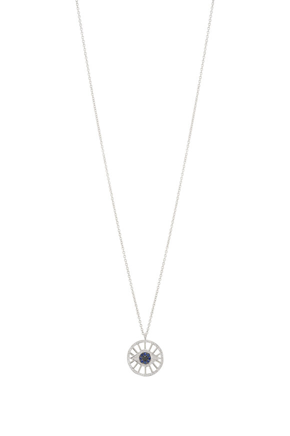 Kai Linz Diamond & Sapphire Evil Eye Pendant Necklace