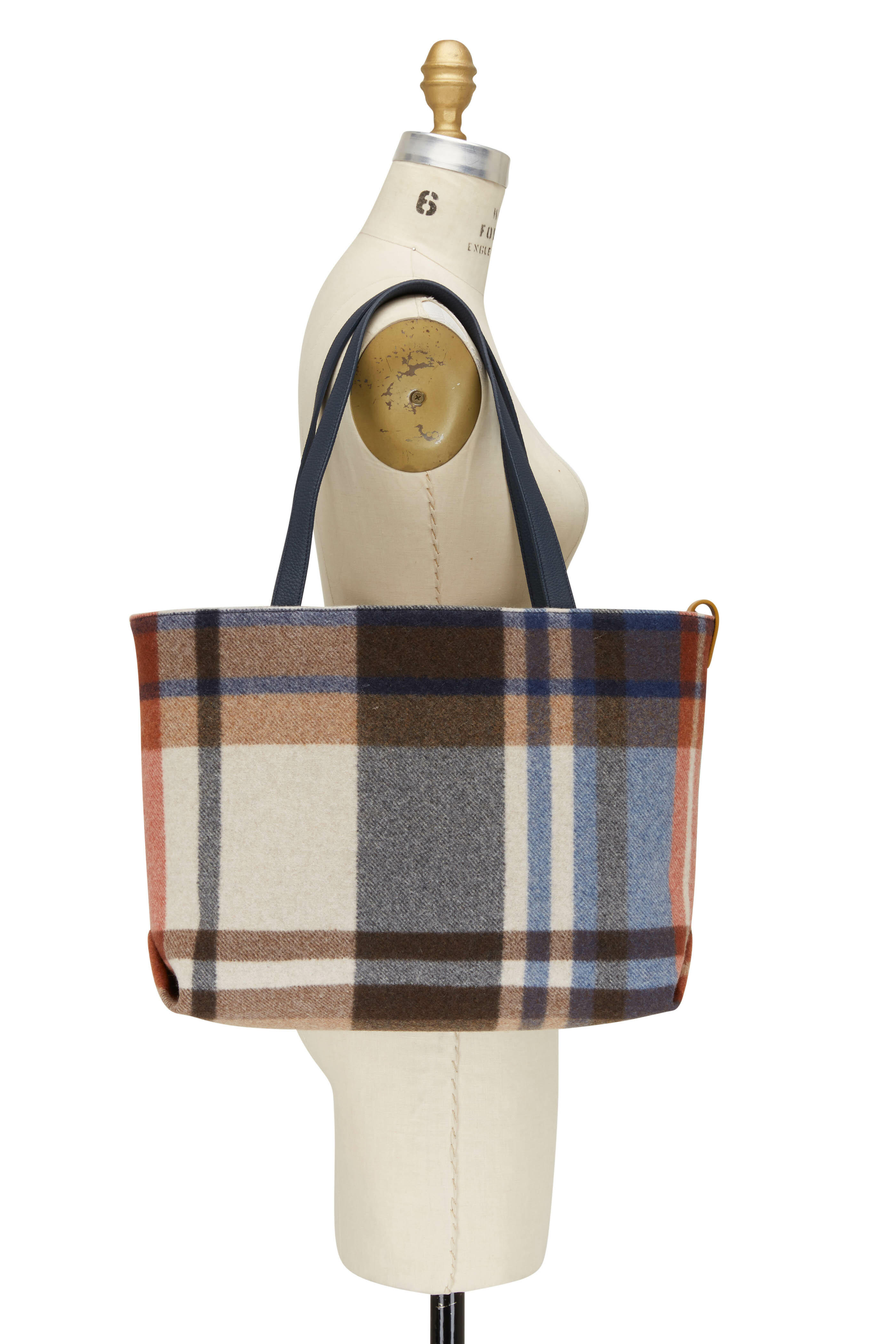 Loro Piana - Inside Out L Honey Plaid Tote Bag | Mitchell Stores
