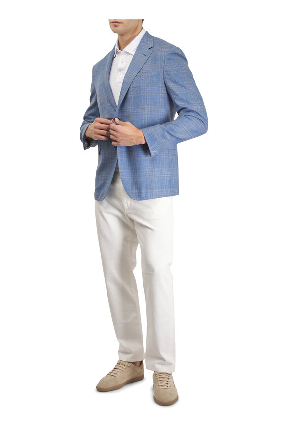 Zegna Light Blue & Gray Check Crossover Sportcoat - view 2