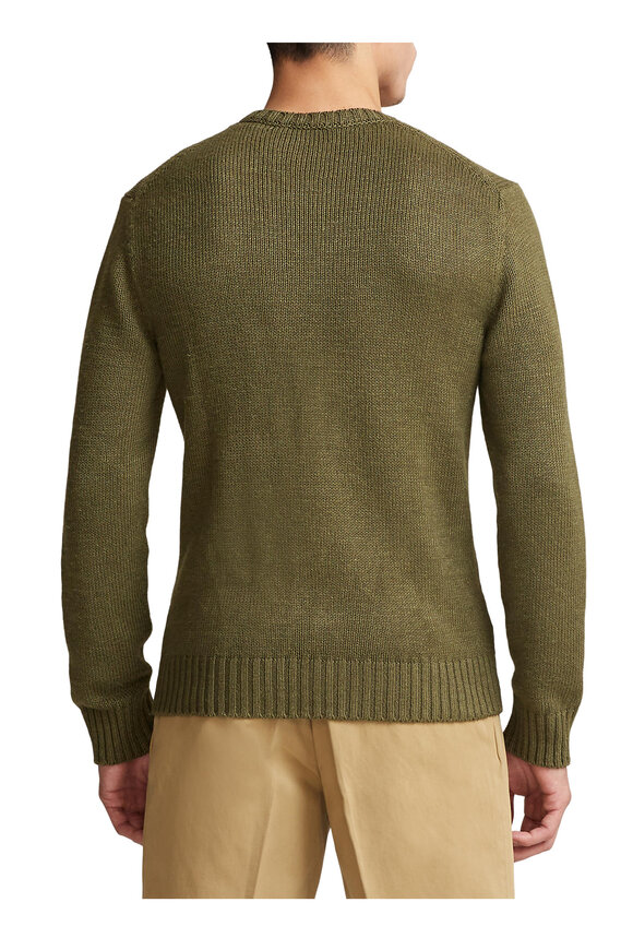 Ralph Lauren Purple Label - Olive Night Silk & Linen Crewneck Sweater