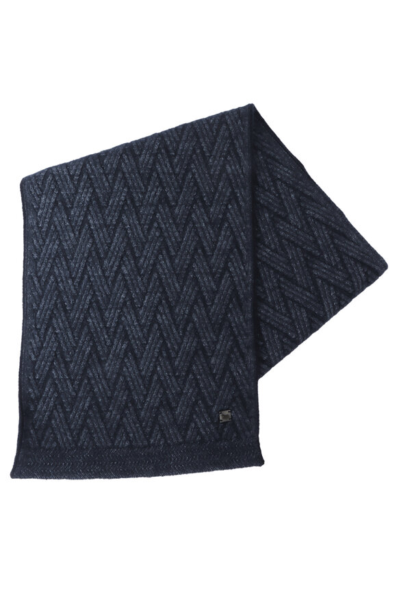 Sulka - Navy Blue Cashmere Scarf | Mitchell Stores