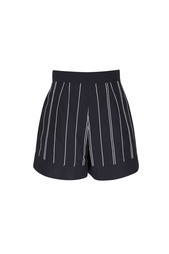 3.1 Phillip Lim - Midnight Poplin Wave Embroidered Shorts