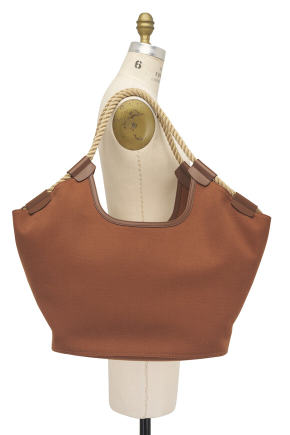 Loro Piana Gioia Vicuna & Dark Vicuna Cotton Shopper Tote - view 6