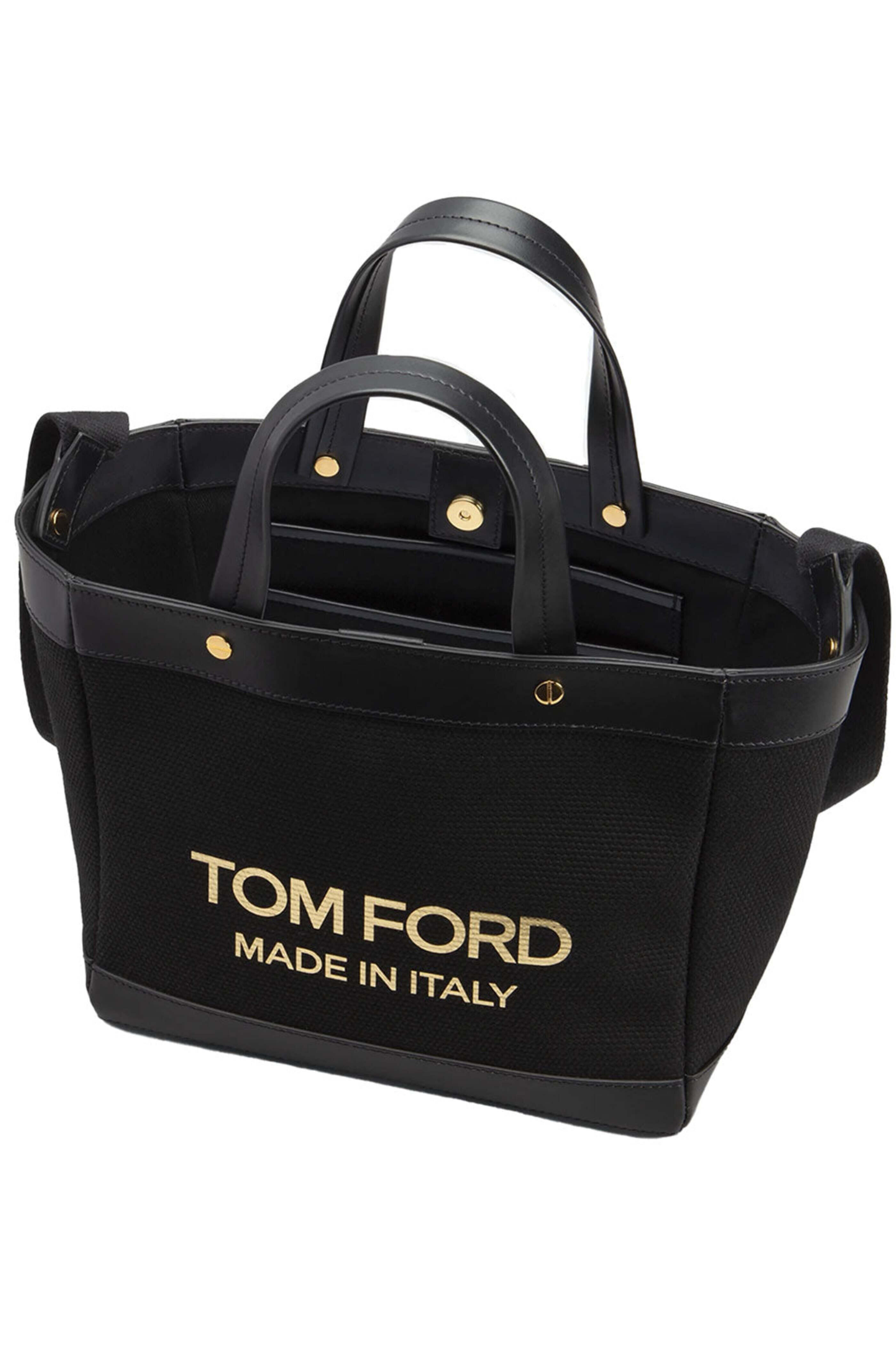 Tom Ford - Logo Print Canvas Tote in Black | Mitchell Stores