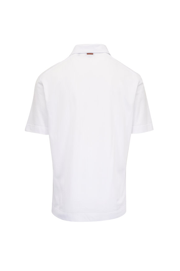 Zegna White Cotton Pique Polo - view 3