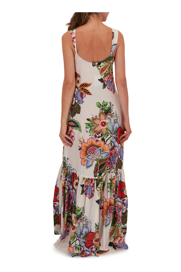 Etro - White Multi Floral Cotton & Silk Maxi Dress 