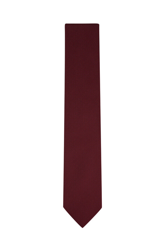 Zegna Dark Red Textured Jacquard Silk Necktie