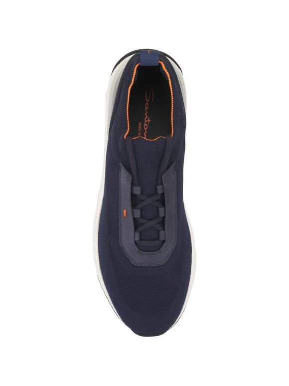 Santoni Blue Knit Stretch Sneaker - view 7