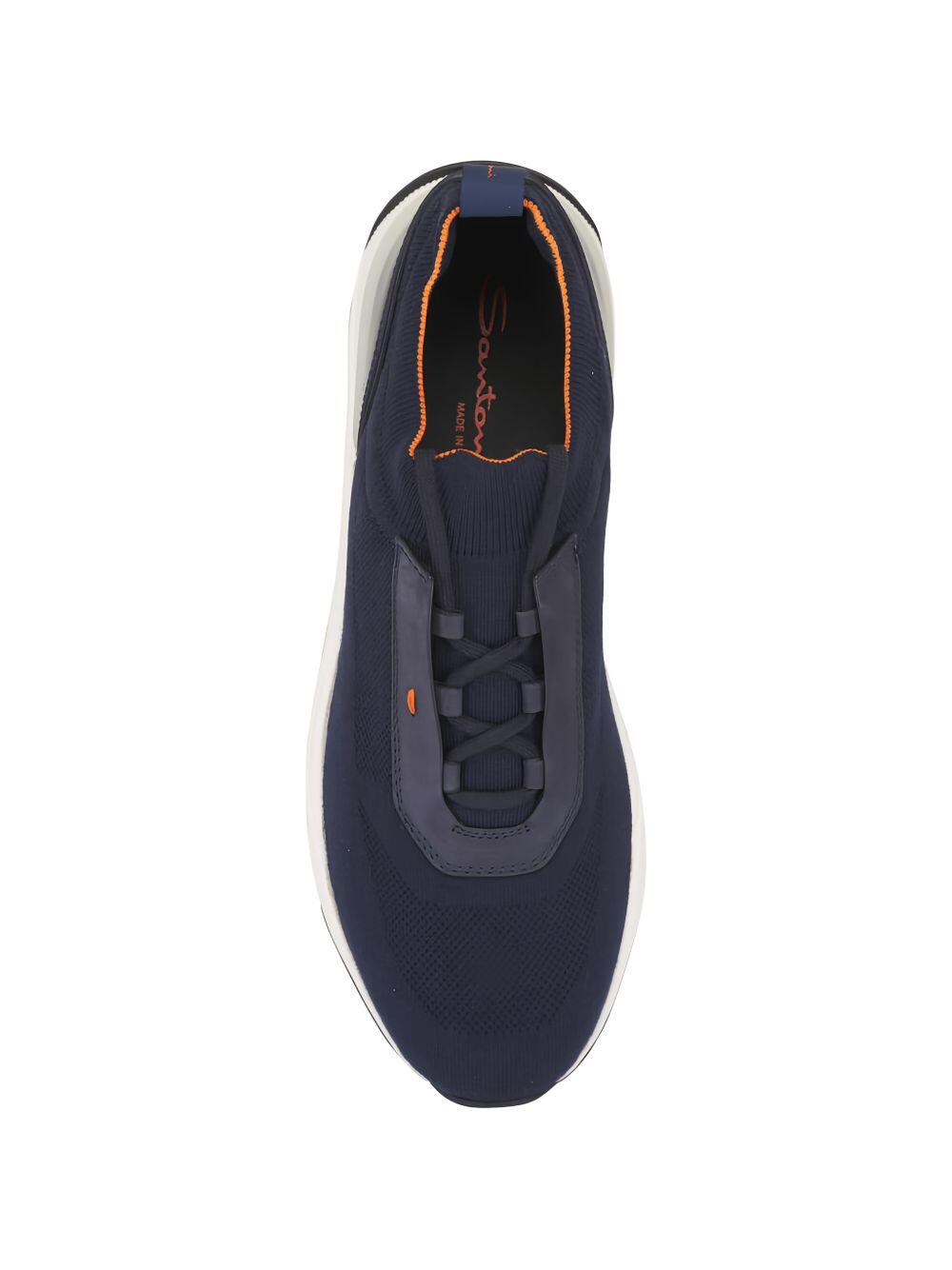 Santoni - Blue Knit Stretch Sneaker