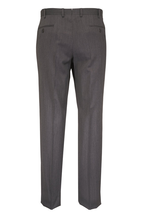 Brioni Charcoal Gray Stretch Wool Twill Dress Pant - view 3