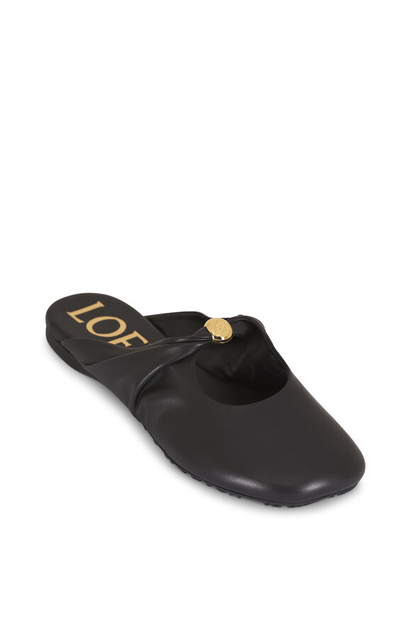 Loewe Pebble Soft Black Leather Mule - view 1