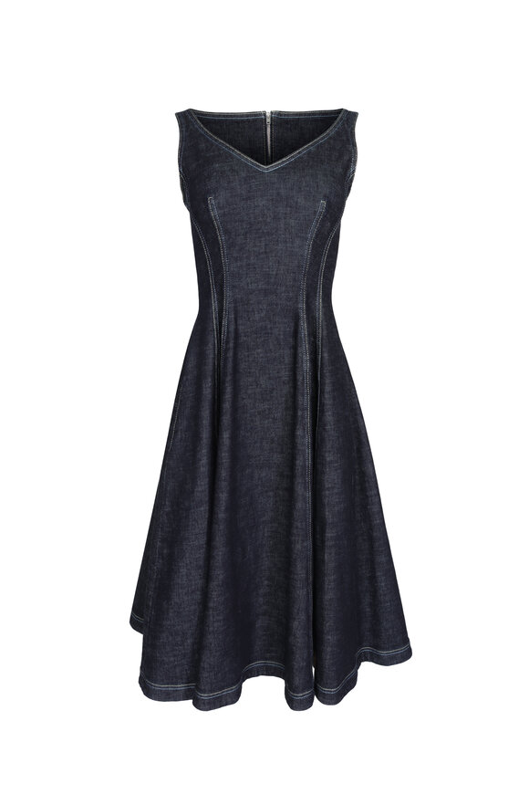 Marni Deep Blue Denim Balloon Midi Dress