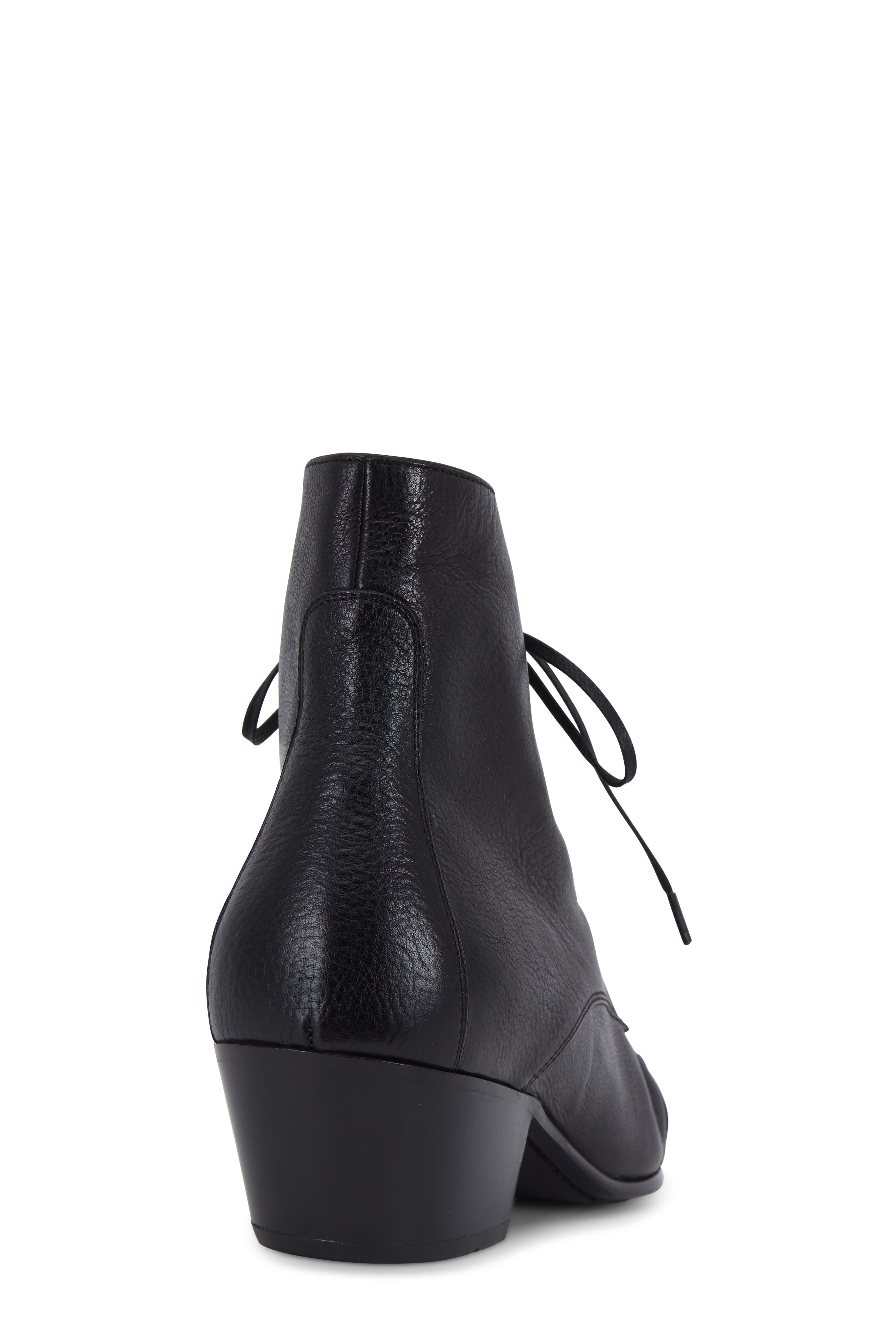 Saint Laurent - Susan Black Aged Leather Lace-Up Bootie, 60mm
